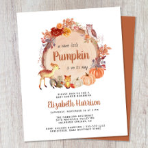 Inbjudan till trädjordjur Pumpkin Baby Shower