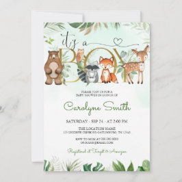Inbjudan till trädjur Greenery Baby Shower