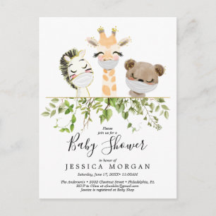 Inbjudan till trädjur Greenery Baby Shower