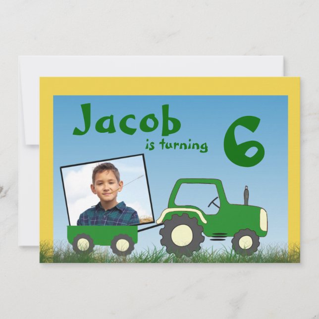 Inbjudan till traktorpart: Foto i Cart (Framsida)