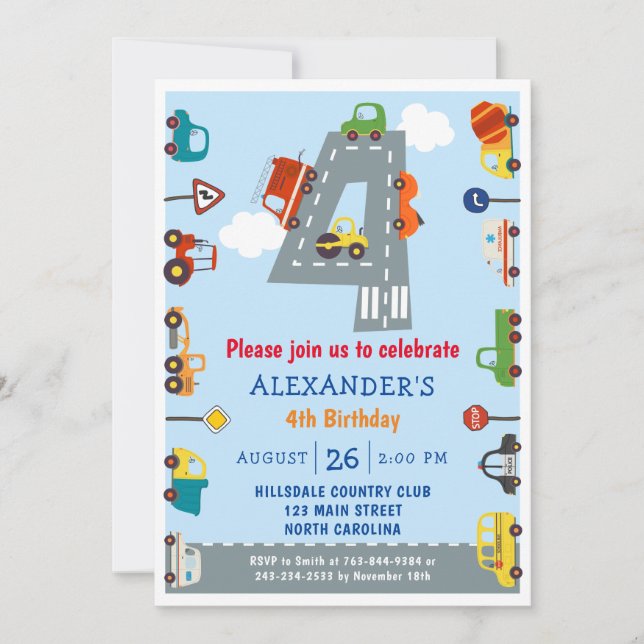 Inbjudan till transport 4e födelsedagen-partiet (Framsida)