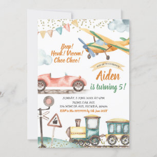 Inbjudan till transport Boy Birthday