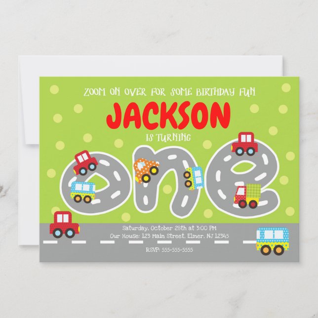 Inbjudan till Transport första födelsedagen (Framsida)