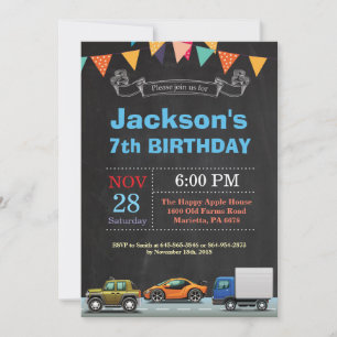 Inbjudan till transport-Lastbil-födelsedagar