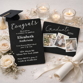 Inbjudan till tre foto Modern Script Studenten