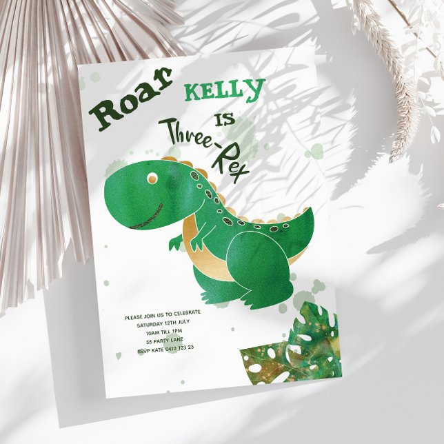 Inbjudan till tre-rex-cute-dinosaur (Skapare uppladdad)
