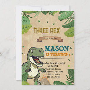 INBJUDAN TILL TRE REX-dinosaurer