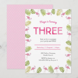 Inbjudan till tredje födelsedag | tropiskt flaming
