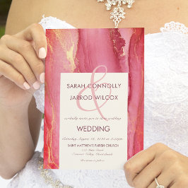 Inbjudan till trendig Abstrakt Bright Rosa Wedding