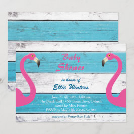Inbjudan till Trendig Flamingo Stripe Baby Shower