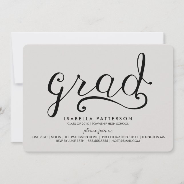 Inbjudan till trendig Grad Grått Studenten (Framsida)