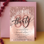 Inbjudan till Trendig i 30års födelsedag Party Ro<br><div class="desc">Modern,  trendig 30års födelsedag-partybjudan. Konstruktionen har ro guld glitter,  faux foil och glatt glitter bakgrund,  nummer 30 i trendig ro guld,  skrivstil 30 och party detaljer.</div>