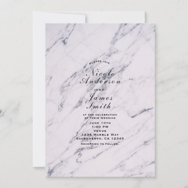 Inbjudan till Trendig Modern Marble Elegant bröllo (Framsida)