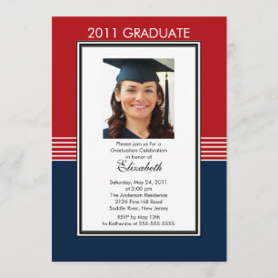 Inbjudan till Trendig Red & Blue Photo Studenten