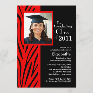 Inbjudan till Trendig Red Zebra Photo Studenten