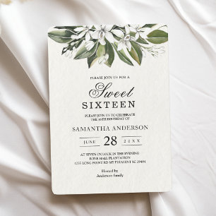 Inbjudan till trendig Watercolor White Flowers & L