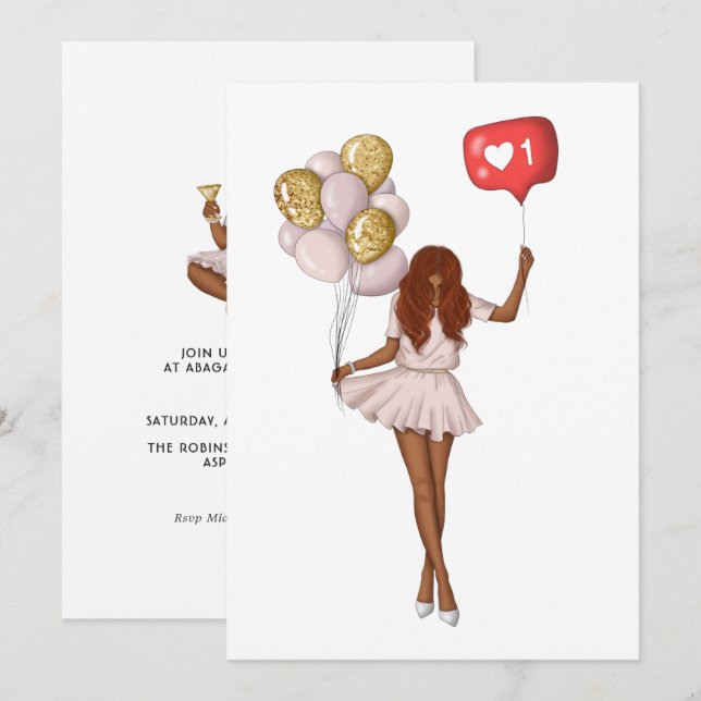 Inbjudan till trendigets flicka på födelsedagen (Fram/baksida)