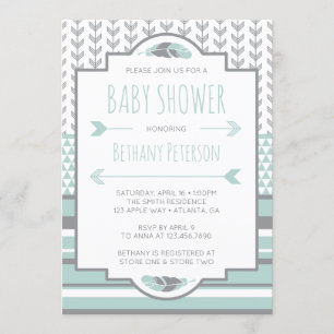 Inbjudan till tribal Baby Shower, Aztec, Arrows, B