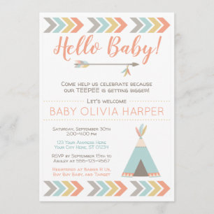 Inbjudan till tribal Baby Shower Teepee Sprinkle