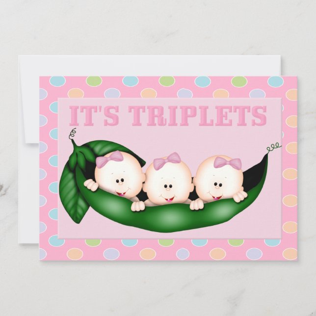 Inbjudan till triplet Girls Baby Shower (Framsida)