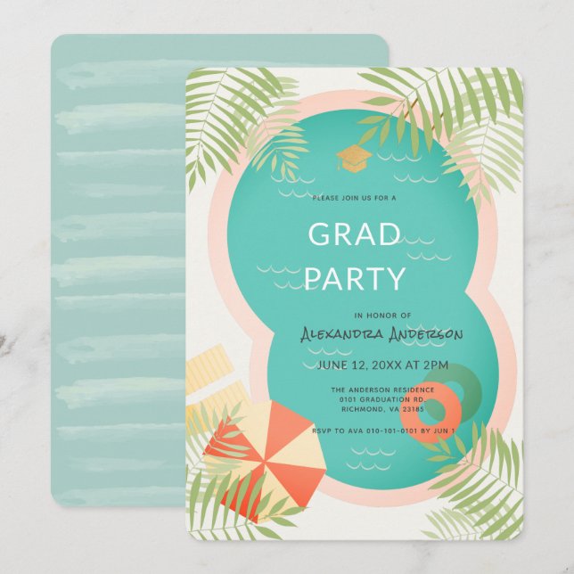 Inbjudan till Tropical Bassäng Studentfest (Fram/baksida)