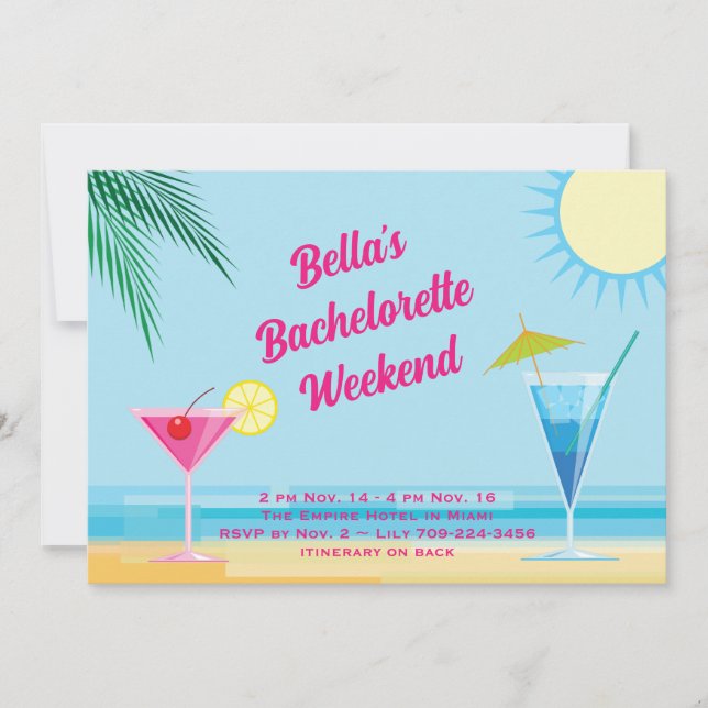 Inbjudan till Tropical Beach Helg Bachelorette (Framsida)