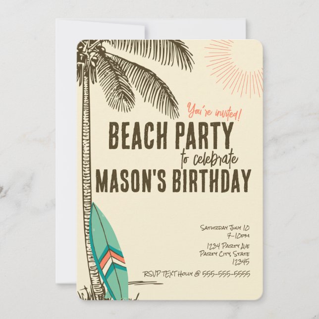 Inbjudan till Tropical Beach Party (Framsida)