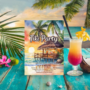 Inbjudan till Tropical Beach Tiki Party Shower