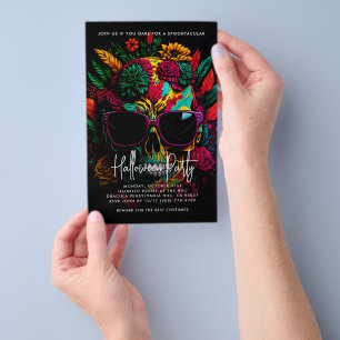 Inbjudan till Tropical Blommigt Skull Halloween fe Flygblad