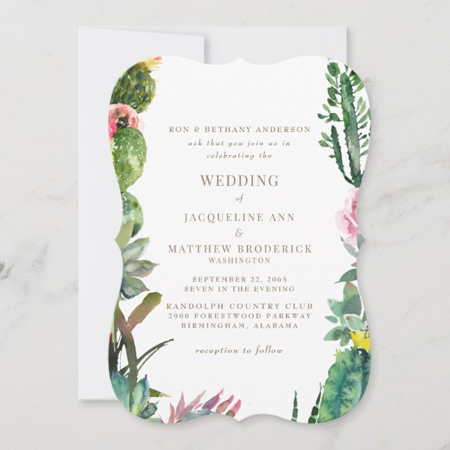 Inbjudan till Tropical Botanical Elegant Cactus (Framsida)