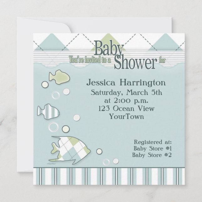 Inbjudan till Tropical Fish Baby Shower (Framsida)