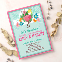 Inbjudan till Tropical Flamingo Baby Shower