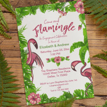 Inbjudan till Tropical Flamingos and Flowers