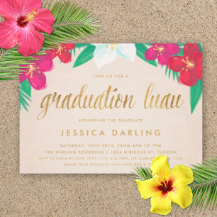 Inbjudan till Tropical Flowers Guld Studenten Luau