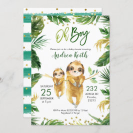 Inbjudan till Tropical Forest Sloth Baby Shower