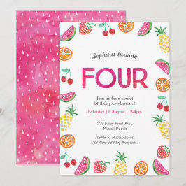 Inbjudan till Tropical fruktig Rosa 4e födelsedage