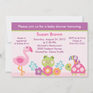 Inbjudan till Tropical Garden/Animals Baby Shower
