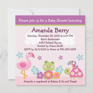 Inbjudan till Tropical Garden/Animals Baby Shower