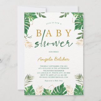 Inbjudan till Tropical Grey Baby Shower