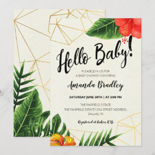 Inbjudan till Tropical Guld Hej Baby Shower