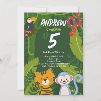 Inbjudan till Tropical Jungle Animal Birthday