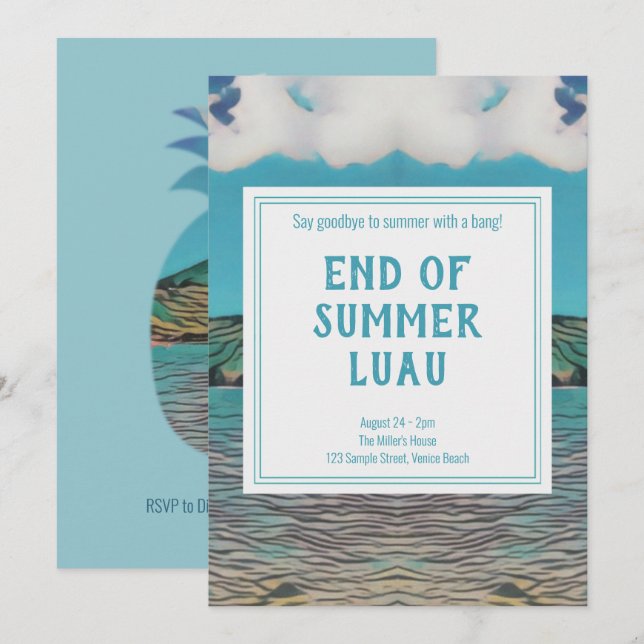 Inbjudan till Tropical Luau Party (Fram/baksida)