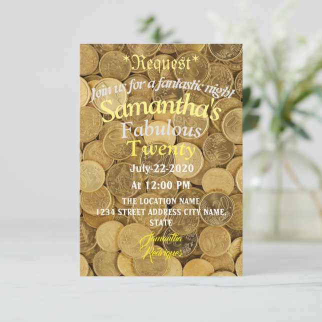 Inbjudan till Tropical Money Birthday (Stående Fram)