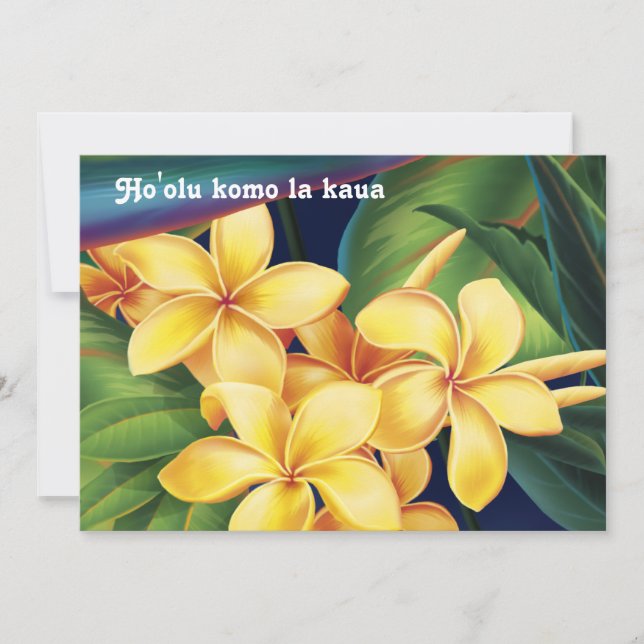 Inbjudan till Tropical Paradise Plumeria Luau (Framsida)