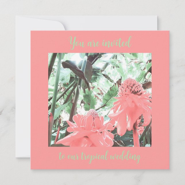 Inbjudan till Tropical Peach Garden Wedding (Framsida)