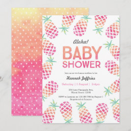 Inbjudan till Tropical pineapple rosa Baby Shower