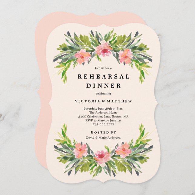Inbjudan till Tropical Rehearsal Dinner (Fram/baksida)