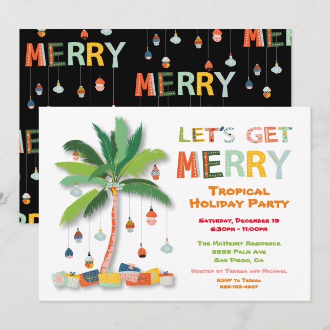 Inbjudan till Tropical Retro Julfest handflatan Tr (Fram/baksida)