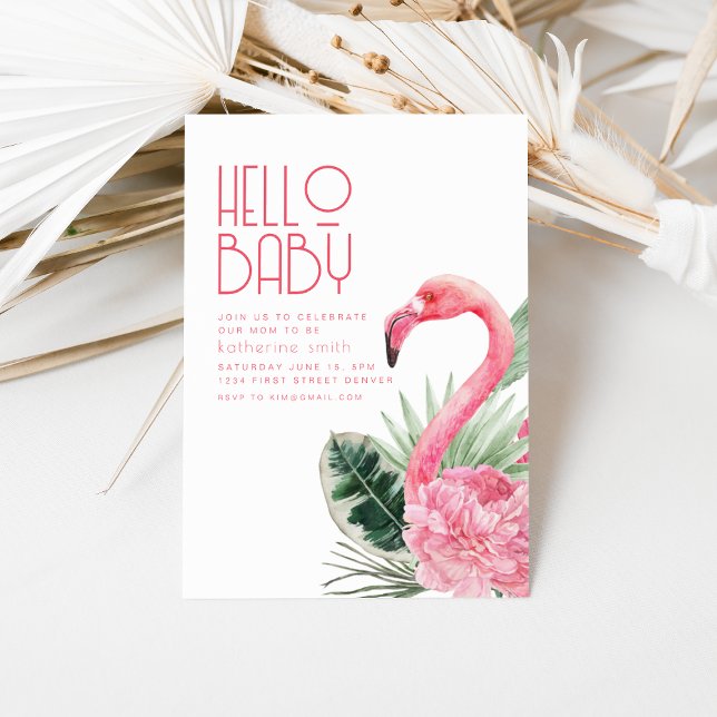 Inbjudan till Tropical Rosa Flamingo Baby Shower (Skapare uppladdad)