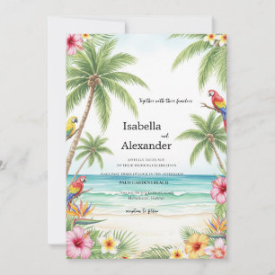 Inbjudan till Tropical Watercolor Beach Wedding